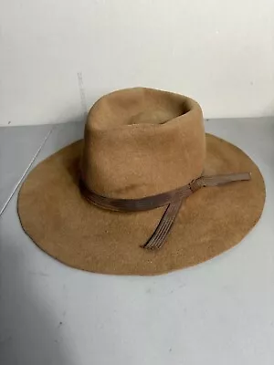 VINTAGE Cowboy Hat 7 1/8 Brown Virgin Wool Rustic Western Distressed Genuine • $49.88