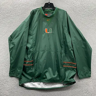 MIAMI HURRICANES Jacket Mens XXL Windbreaker Nike Team Green Long Sleeve* • $39.95