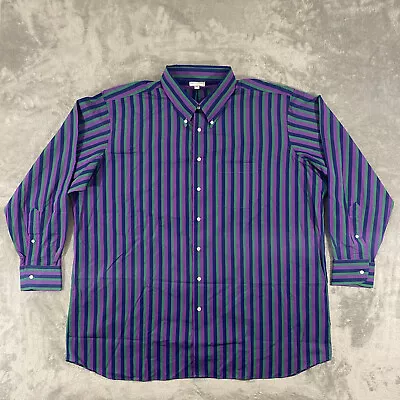 Maus & Hoffman Shirt Mens 3XL Purple Green Striped Long Sleeve Cotton USA Made • $33.66