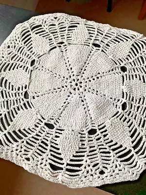 Vintage White Cotton Hand Crochet Lace Large Table Mat/doily~12  Diamonds • £5.65