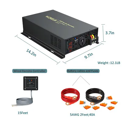 Car Power Pure Sine Wave Inverter 36V To 240V 2000W Continuous Wired Switch RV • £239