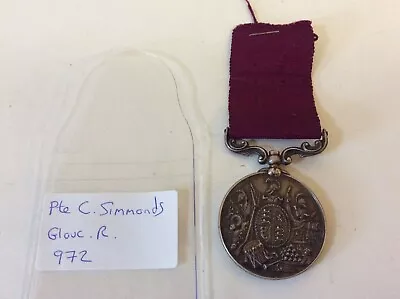 Victorian Long Service & Good Conduct Medal Pte Simmonds 972 Gloucestershire Rgt • £130