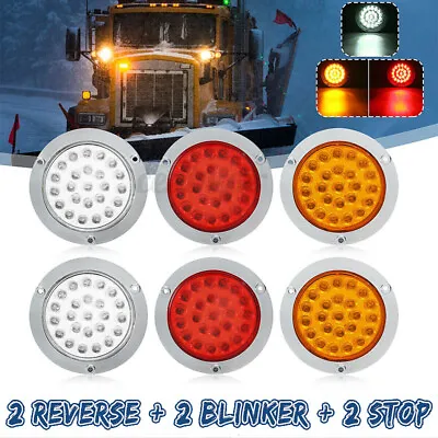 $67.89 • Buy 6Pcs Round LED Tail Light Reverse Blinker Stop Brake Lamp Trailer Truck Lights