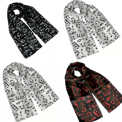 Musical Notes Shiny Silky Satin Soft Scarf Shawl Wrap 🎶 • £4.99