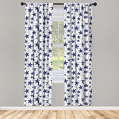 Nautical Curtains 2 Panel Set Starfish And Curls Pattern • £19.99