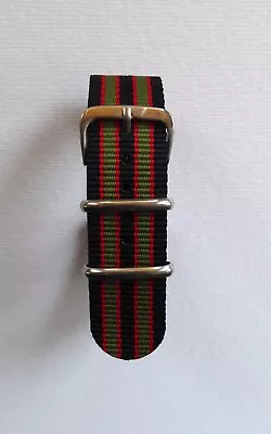 Striped Nato Military Style Watch Strap Bond - Black / Red / Green 18mm - 24mm • £5.99