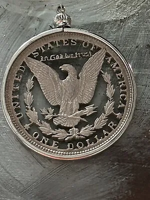 SILVER MORGAN DOLLAR JEWELRY US Eagle American CUT COIN SILVER PENDANT 925 BEZEL • $300