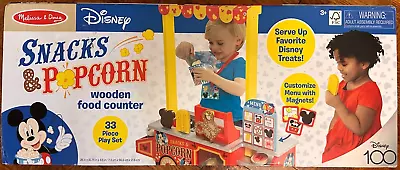 Melissa & Doug Disney Snacks & Popcorn Wooden Pretend Play Food Counter –33p-New • $39.99