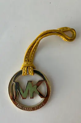 Michael KORS Yellow Leather Replacement Bag Purse Tag Charm Fob GOLD MK Logo • $14.39