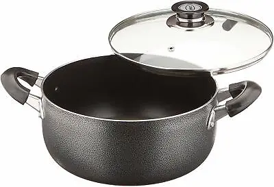 Non Stick Aluminum Cooking Sauce Pot With Vented Glass Lid 5 Quart Black  • $34.88