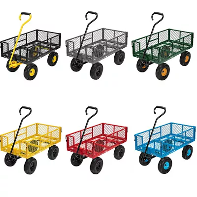 1100lbs Garden Carts Yard Mesh Wagon Lawn Utility Cart Outdoor Steel Heavy Duty • $99.99