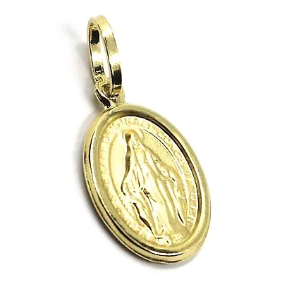 18k Yellow Gold Miraculous Medal Virgin Mary Madonna 1.5 Cm 0.6 Inches • $197.75