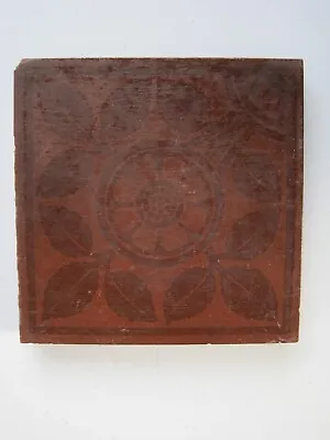 Antique Victorian Maw & Co 4  Floor Tile - Flower And Leaves C1875-95 • $18.65