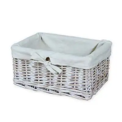 £20 • Buy Small White Storage Basket Wicker Woven Lined Woven Bathroom Shelf Boxes Home