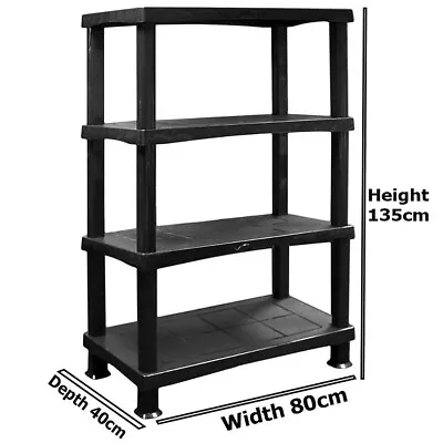 Plastic Shelving Unit Storage Racking Shelves For Home Garden Garage - 4 Tier • £27.95