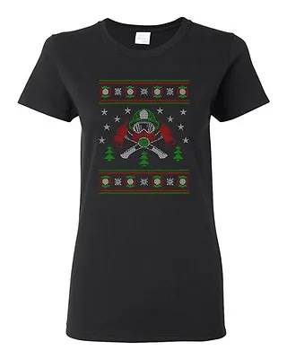 Ladies Firefighter Hero Ugly Christmas Sweater Fire Firemen Funny DT T-Shirt Tee • $20.95