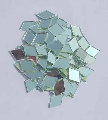 100 Pieces Diamond Rectangle Silver Craft Glass Mirror Mosaic Tile Decor Art • $14.53