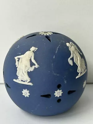 Vintage/Retro Taylor Of London Blue And White Jasperware Round Ceramic Pomander  • £12.99