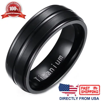 Men's Titanium Wedding Band 8mm Brushed Finish Comfort Fit Ring • $14.25