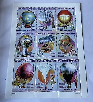 1998 Madagascar History Of Balloon Flight Commemorative Stamp Sheet MNH • $6.21