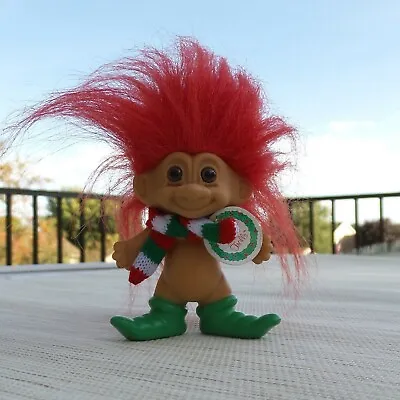 Russ Troll Doll Merry Little Christmas Elf With Scarf With Tags Red Hair  • $24.89