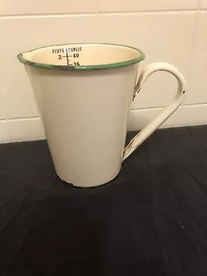 Vintage Green And Cream Enamel Measuring Jug • $55