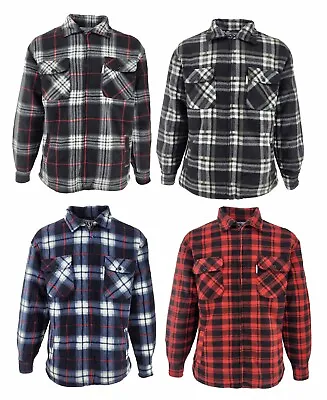 £19.99 • Buy Mens Padded Shirt Sherpa Fur Lined Lumberjack Flannel Work Jacket Warm Thick UK
