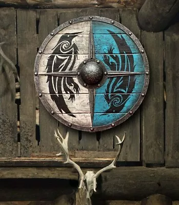£107.99 • Buy Medieval Eivor Valhalla Raven Authentic Battleworn Viking Shield