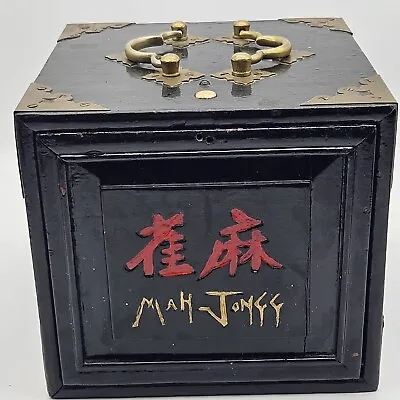 Antique Mahjong 1920s Mah Jongg Wooden Box Repainted Sometime After 1940s • $125