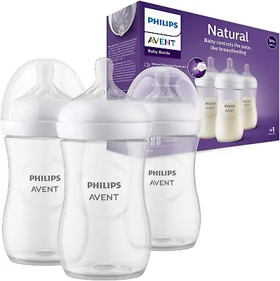 Avent Natural Response Baby Bottle - 3 X 260ml Baby Milk Bottle For • £20.95