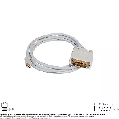 Cable Video Mini DP Displayport DVI Digital 24 +1 = 25 Pin 6FT SKU #114440 • $7.10