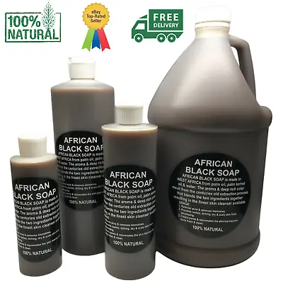 Liquid Raw African Black Soap - 100% Pure & Natural Organic Bath Body Face Wash  • $149.95