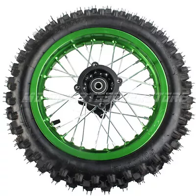 80/100-12 Rear Wheel Rim Tire Assembly 12  Wheel Dirt Pit Bike 12mm Axle Green • $54.95