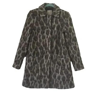 ZARA Basic Gray Animal  Print Leopard Wool Blend Jacket Women's XS • $19.35