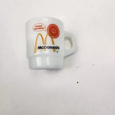 Vintage McDonalds Fire King Milk Glass Coffee Mug Good Morning Anchor Hocking • $5
