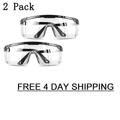 Safety Goggles 2pcs Protective Eye Glasses Chemical Lab Work Anti Fog Clear Lens • $8.50