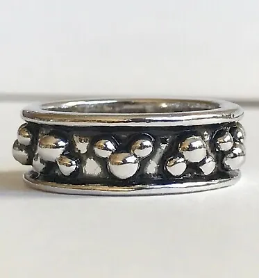 Vintage Disney Mickey Mouse Icon Eternity Ring Size 7 Band Silver Plated RARE • $14.99