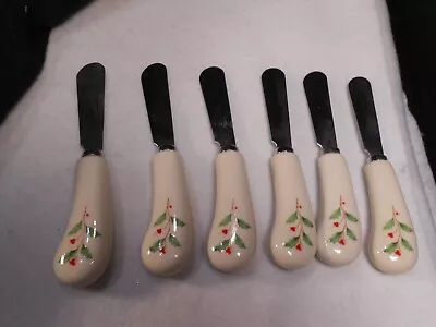 LENOX  Holiday  Holly & Berry Butter Cheese Spreader Knife  - Set Of 6 • $59.99