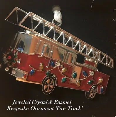 3.5  Jeweled Crystals Keepsake Fire Engine Truck  Christmas  Ornament   • $17.95
