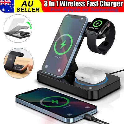 3 In 1 Wireless Charger Fast Wireless Charging Station For Samsung IPhone Watch • $14.99