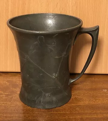 ANTIQUE KAYSERZINN PEWTER TANKARD. No.4443. MISTLETOE PATTERN. C:1905. VERY RARE • £147