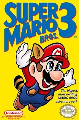 Super Mario Bros 3 Nintendo Game Box Art Poster 13x19 80's Retro HQ B2G1 Free • $14.75