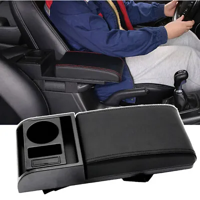 $28.99 • Buy Universal Car Armrest Lid Cover Center Console Storage USB Cup Holder Organizer 