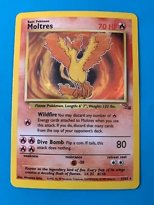$22.50 • Buy Moltres 12/62 Fossil Set Holo Rare Vintage 1999 Pokemon Card - NM