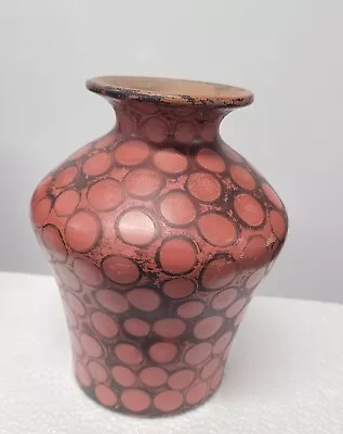 Red Ceramic Pot Vase Alex Calle Sosa Thrown  Peru Signed Dots 2006 • $28.99