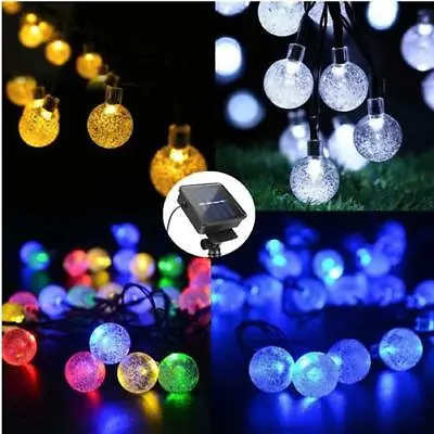 30/50 LED Solar Powered Garden Party Fairy String Crystal Ball Lights Outdoor UK • £9.79