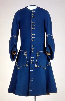New Military Event Probably French Blue/Gold Button Frock Wool Coat • £165