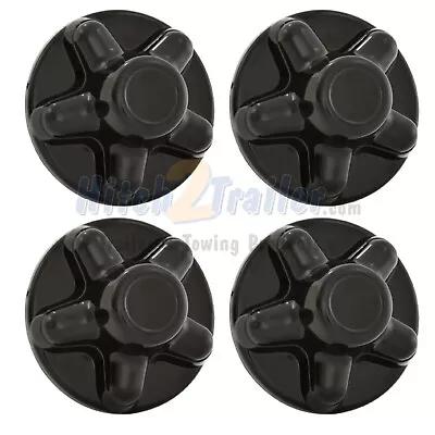 (set/4) Black Trailer Wheel Hub Cap Covers 5 Lug 5 X 4.5  Pattern Cargocamper • $31.98