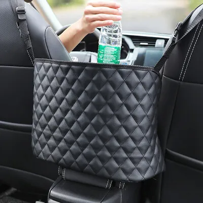 Car Accessories Seat Storage Handbag Holder Net PU Leather Hanging Storage Bag • $29.95