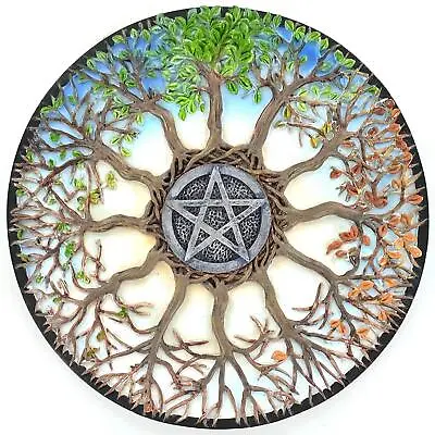 Pentagram Wheel Of The Year Tree Of Life Wall Plaque Wicca Pagan Altar • £34.95